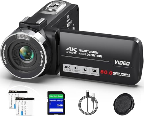 Amazon.co.jp: ビデオカメラ 4K録画 8000万画素 YouTubeカメラ 3.0 