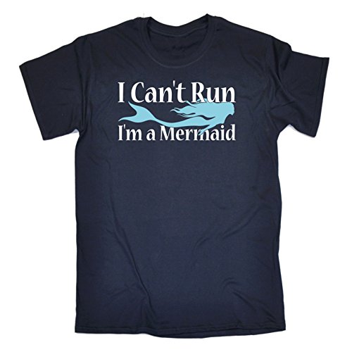 Funny Novelty Men's I Can't Run I'm A Mermaid Joke Swim Sport T-Shirt T Shirt Tee Tshirt Mens tees Comic Shirts Men Navy
