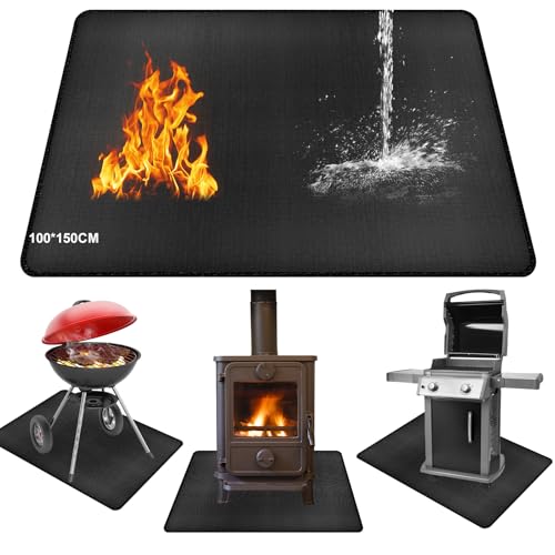 Esterilla para barbacoa, protección del suelo, base ignífuga, 100 x 150 cm, esterilla de protección contra el calor, alfombrilla de protección contra incendios, alfombrilla para barbacoa, alfombrilla