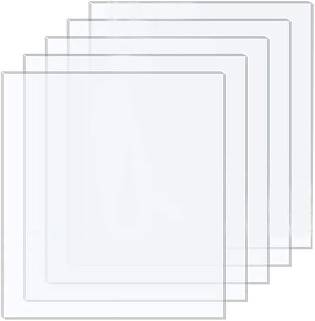 DRERIO 5 pcs 2mm Acrylic Sheet Clear Acrylic Plastic Sheets for Crafts, 2mm Acrylic Plastic Sheet for Painting, Picture Frame, Printing etc(25 x 20cm)