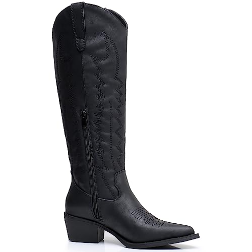 Image of GLOBALWIN Women's Knee High Long Pointed Toe Western Cowboy Boots For Women