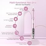 Perceuse à ongles électriques sans fil 35000 RPM, Kit de fichiers de ongles professionnels avec LCD Affichage, 12 Bits & 36 Bandes de ponçage, Kit de pédicure de manucure rechargeable pour ongles de gel acrylique, Salon & Utilisation à la maison(Rose Gold)