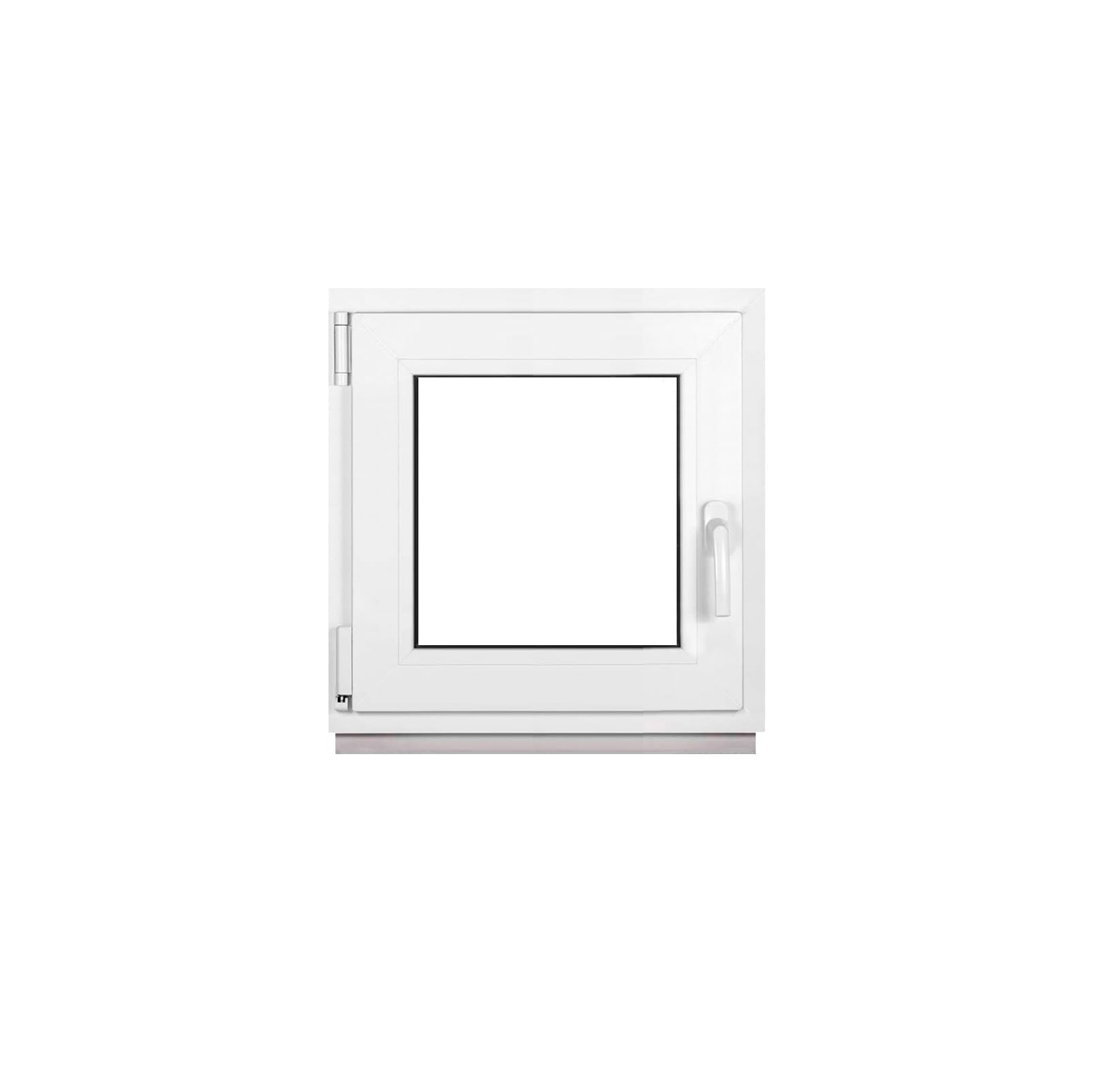 Finestra in Plastica Bianca Larghezza x Altezza 60 x 60 cm (600 x 600 mm) Triplo Vetri (32 mm), Anta-Ribalta, Girevole DIN Destra – Premium