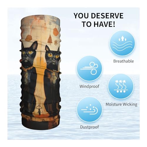 Pañuelo para rostro y cuello con estampado artístico de gatos negros egipcios para motocicleta, ciclismo, esquí y fiestas unisex adulto miniatura 5
