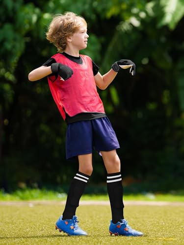 Hryrbay 2 Pairs Kids Soccer Shin Guards and Socks Set Toddler Shin Pads Protective Gear for Boys Girls Ages 3-15, Perfect for Playing Training or Games Inspired by the World Cup Black, Royal Blue S - Thumbnail 6