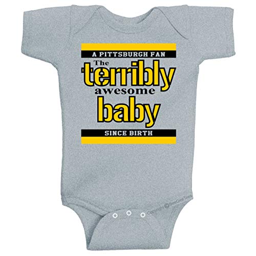 BeeGeeTees Pittsburgh Terribly Awesome Baby Funny Parody Steeler One Piece (18 Months, Gray)