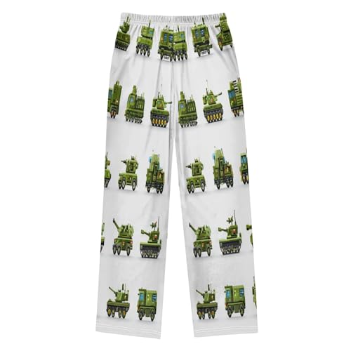 Military Vehicle Icon Set Pajama Lounge Pants with Pockets Sleepwear Soft Elastic Waist PJ Bottoms 6-14 Years2