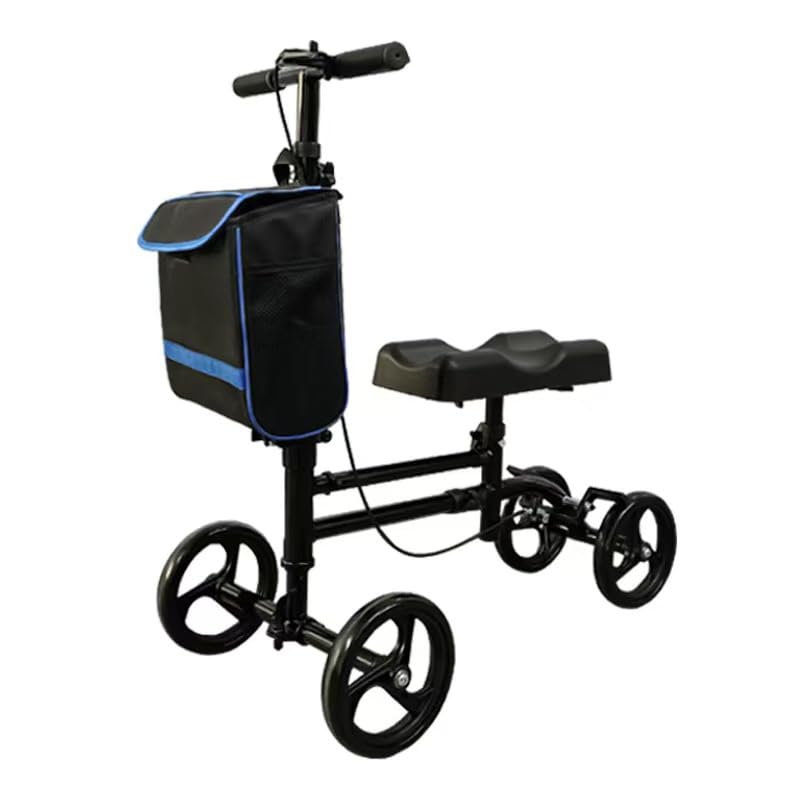Comforyou Knee Scooter for Foot Injuries Adult Steerable Knee Walker Rollator Adjustable Folding Scooter with Brake