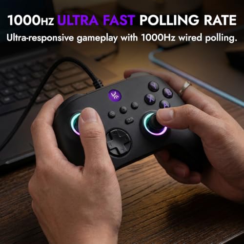 Image of Kreo Surge LITE Wired Gaming Controller for PC | Hall Effect Joysticks & Triggers | 1000Hz Polling Rate | Dual Asymmetric Rumble | Turbo Mode | Programmable Macro Buttons | USB-A | Windows, macOS, Android Compatible
