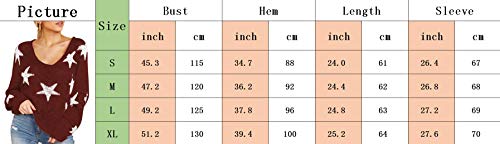 Xxxiticat Women's Casual Star Tank Tops Long Sleeve Off The Shoulder Knitted Tunic Tops Boat Neck Pullover Sweater Jumpers(Lwh,S) #TOP2