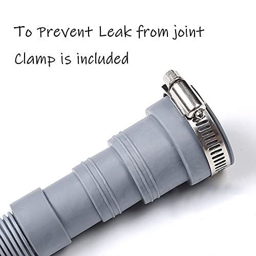 Hlmoptimo 6-10 Feet Universal Washing Machine Drain Hose Flexible Dishwasher Drain Hose Extension Kits Corrugated Washer Hose W/ 1 Adapter 4 Hose Clamps 1 U-Bend Hose Holder thumb #2