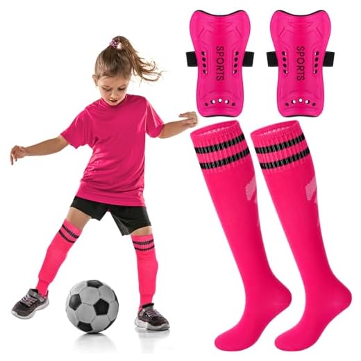 Syhood Soccer Shin Guards and Socks for Toddler Kids Youth, Lightweight Soccer Shin Pads Protective Soccer Gear for 3-5, 5-10, 10-15 Years Old Children Teen Boys Girls Soccer Game (Pink,S Size)