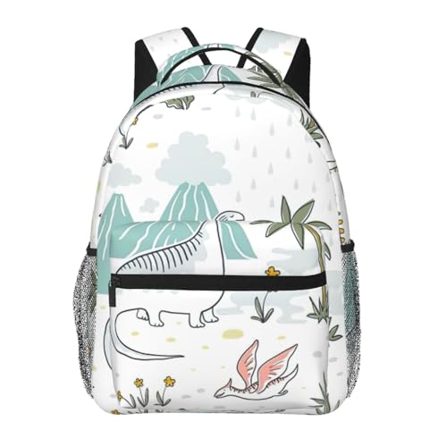 Mochila ligera y plegable con estampado de dinosaurio para camping y viajes