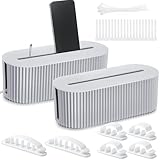 Marsui 2 Pcs Cable Management Box Cord Hider Organizer with 46 Pcs Cable Management Kit Wire Box for Power Strips Surge Protectors Desk TV Computer Wires Home Office(Gray)