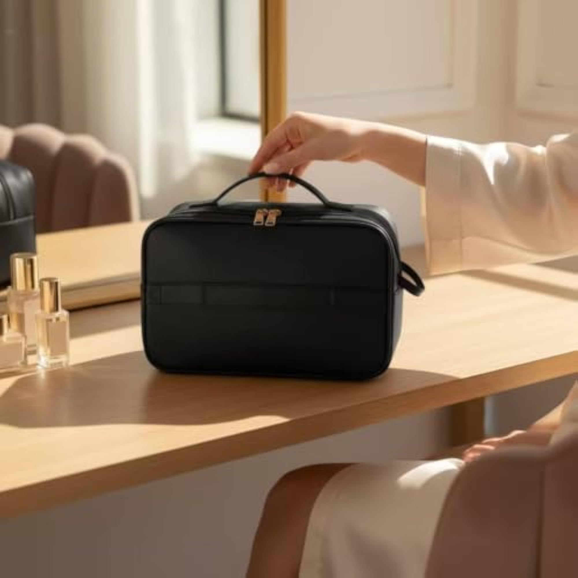 Multi-Compartment Toiletry Bag with Transparent Pouch