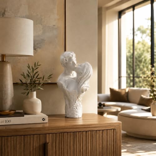 Image of ARMONIA Romantic Couple Sculpture, White Marble Finish, Premium Glitter Design,| Showpiece Figurine Idol for Home Decor Gift,New Year Gift,Christmas Decoration & Housewarming