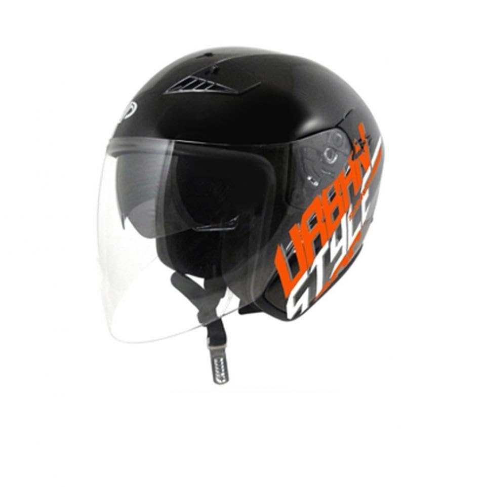 Casque jet UP Suburban noir et orange brillant taille XS pour homme et femme