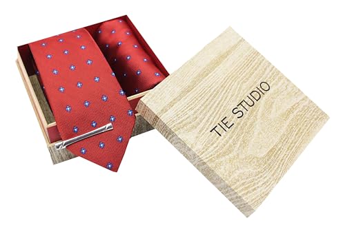 Image of TIE STUDIO Men's Necktie Pocket Square & Cufflink Set | Standard | Jacquard Fabric | Superior Stitching |