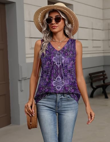 Zeagoo Womens Tank Tops 2026 Summer Sleeveless Tops V Neck Pleated Shirts Basic Tees Loose Fit Dressy Casual Trendy Clothes - 1