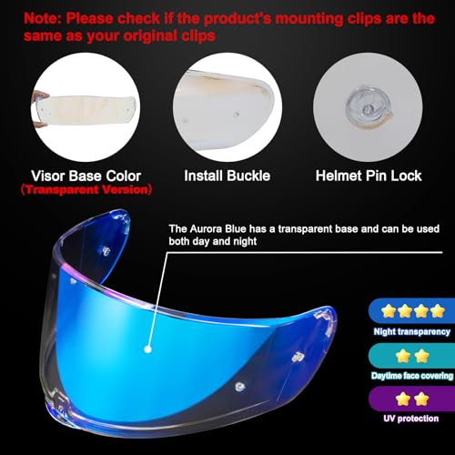 Image of PSLER Sedici Strada 2 Visor - Sedici Strada 2 and Strada 3 Face Shield Motorcycle Helmet visor Accessories Replacement for LS2 FT2 VECTOR Sedici Strada 2 Strada 3 FF801 FF397,Transparent Blue