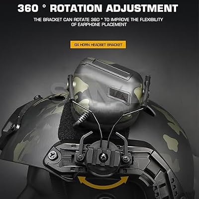 Tactical Helmet Mount Headset Earmuffs Bracket Adapter,For Ops Core Arc/M-Lok Rail,360Rotation Side Suspension Support Headphone Accessories