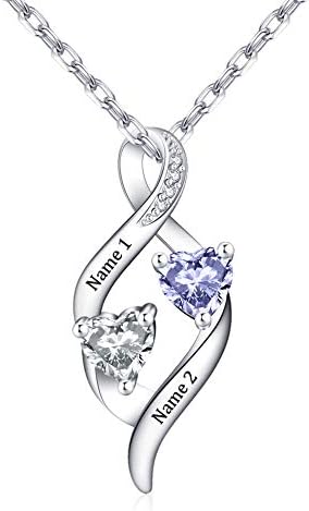 Novgarden Sterling Silver Personalized 2 Names Mom Love Necklace,...