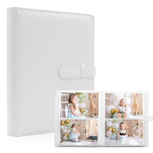 Image of 6x4 Photo Album – 152 Pockets Vegan Leather Cover Memory Album Book, Suitable for Family Wedding Boys Girls and Babies Storage (White)
