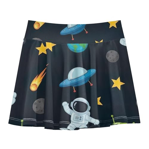 Joisal Tennis Skirts Kids Astronauts Aliens Star Black Girls Skorts Athletic Shorts Dance School 4t