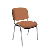 IDEALSEDIE - Sedia Scrivania Senza Rotelle con Telaio Cromato, Sedia Ufficio Senza Ruote Comoda, Impilabile, Sedie per Sala d'Attesa, Sala Riunioni, Conferenze (Finta Pelle, Bronzo)