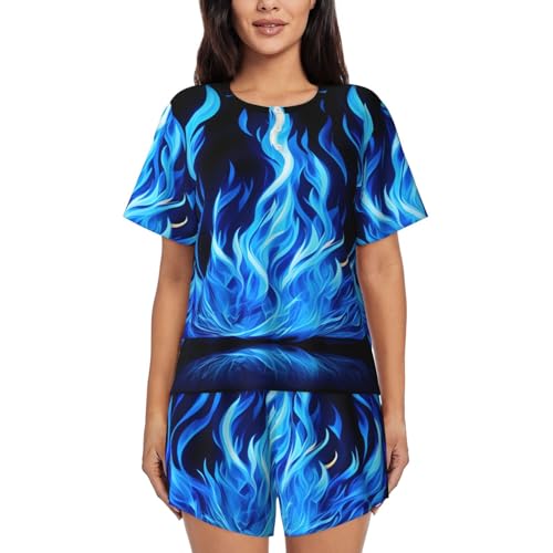 Pyjama 2 pièces pour femme indigo lama fini les tissus rêches optez pour ce short fluide