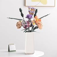 8" Modern White Ceramic Tapered Vase with Glossy Glaze only