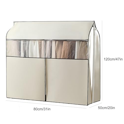 Garment Rack Cover, Washable Clothes Rack Cover Garment Bag for Closet Storage with Clear Window,Suitable for Suits, Dresses, Coats(Pink,80x50x120cm/31x20x47in)2