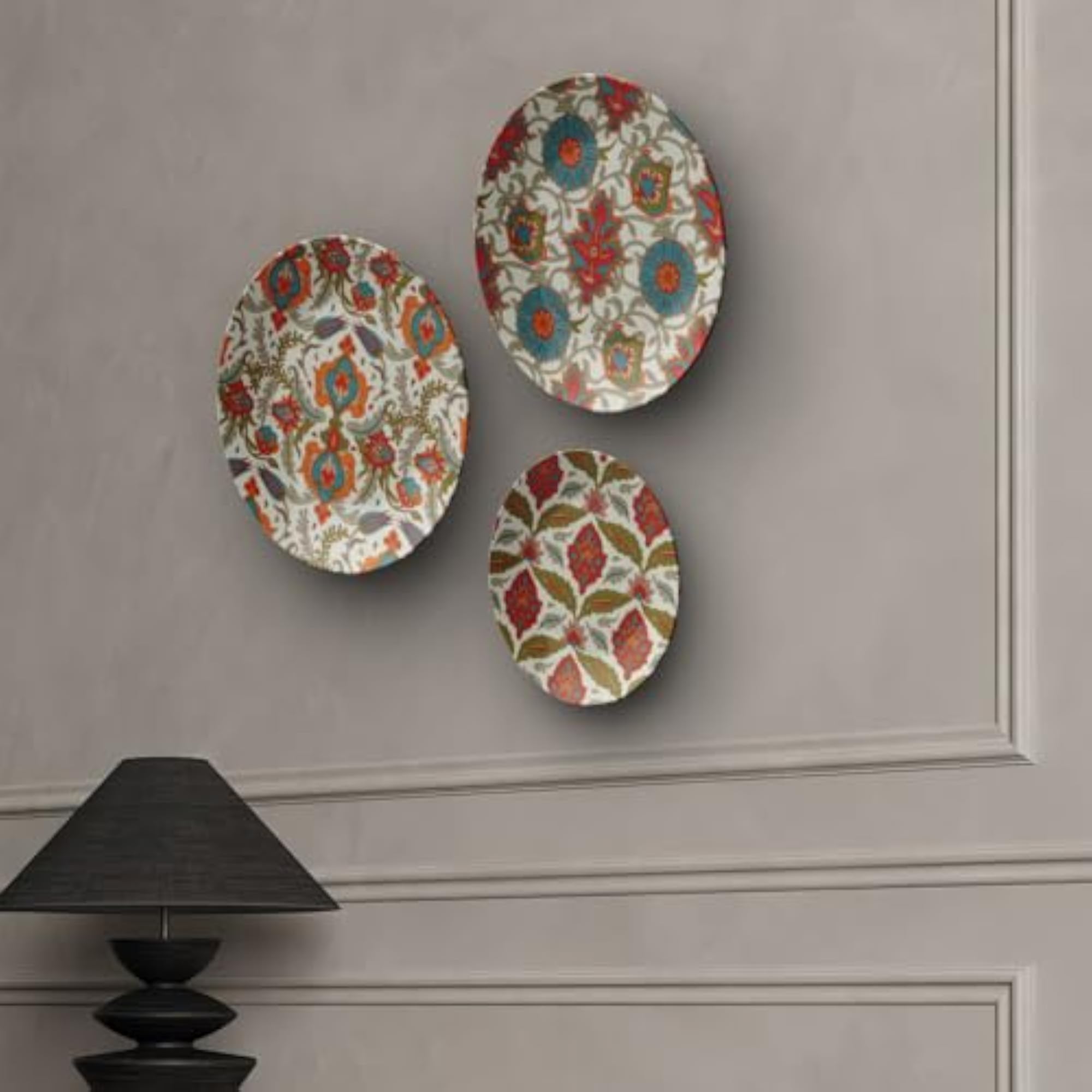 Traditional Jaipuri Mughal-Inspired Decorative Wall Plates Set
