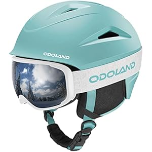 Odoland Ski Helmet with VLT 18% Ski Goggles Combo for Skiing Snowboard, Light Weight Adjustable Ventilation Snow Helmet with Warm Fluffy Earpads for Men Women Adult Youth Black A S (54cm-56c