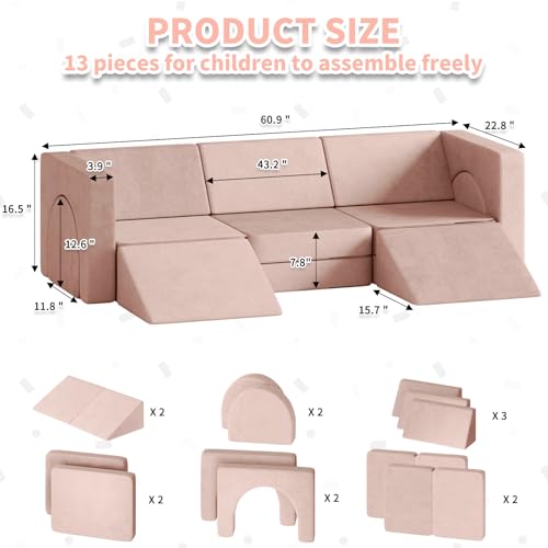 13pcsmodularkidsplaycouchkidscouchwithclimbingslope13in1toddlercouchforplayingcreativingsleepingindoorkidssofaforboysandgirlspink Urban Country Home Decor 13pcs modular kids play couch kids couch with climbing slope 13 in 1 toddler couch for playing creativing sleeping indoor kids sofa for boys and girls pink urban country home decor