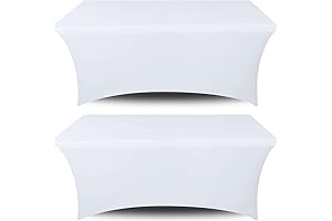 Stretch White Table Covers (Pack of 2) - 6FT Tablecloths