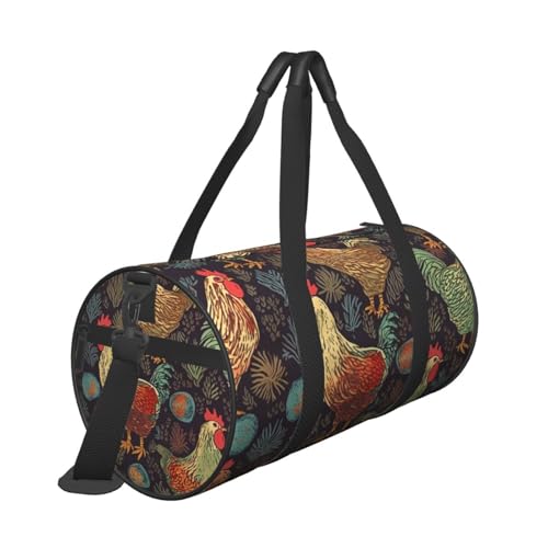 Chicken Print Duffle Bag for Women Men Personal Item Travel Bags Canvas Weekender Overnight Bag Lightweight Sports Tote Gym Bags Carry On Luggage Bag3