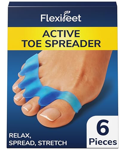 FLEXIFEET Toe Separator for Overlapping Toes 6 Pieces - Silicone Toe Separators for Bunions - Toe Spacers Men and Women, Gel Spreaders, Spacer, Dividers - One-Size