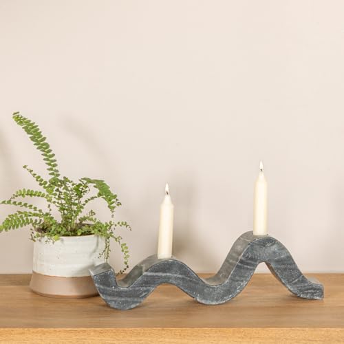 Bloomingville Marble Wave Double Taper Candle Holder, Grey by Bloomingville - Image 9