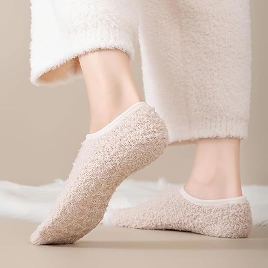 GONIPIMI 1Pair, Anti-Slip Winter Socks for Women & Man – Thermal Fluffy Woolen Ankle Warmers, Cozy Bed & Lounge Socks, Ultra-Soft Warm Sleepwear, Solid Color Comfort Socks 3