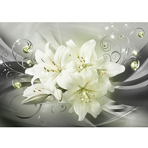 Runa Art Papel tapiz fotográfico 396 x 280 cm flores lirios | Lana Decoración De Pared Sala Cuarto | Fabricación alemana | verde negro 9434012c