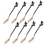 VINTORKY 8 Stück Schwarze Kuchengabel Goldene Dessertgabeln Obstgabeln Süße Gabeln Schwalbenschwanz Obstgabel Gebäckgabel Mini Obstgabel Vorspeisengabeln Snackgabeln