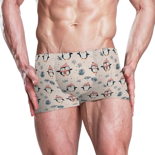 Cute Penguins Christmas Mens Swim Trunk Swimwear Bathing Suit Swim Brief Square Leg Board Short S B04049582