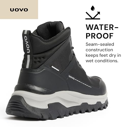 UOVO Men's Waterproof Hiking Boots – All-Season Non-Slip Outdoor Work & Trail Footwear2