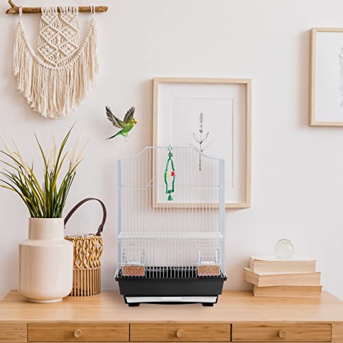 Image of Relaxdays Bird Cage, Birdcage, Perches, Swing, Feeders, H x W x D 49.5 x 35 x 32 cm, Black, Steel 50% Plastic