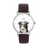 Toff London Orologio per cani con testa di border collie grigio