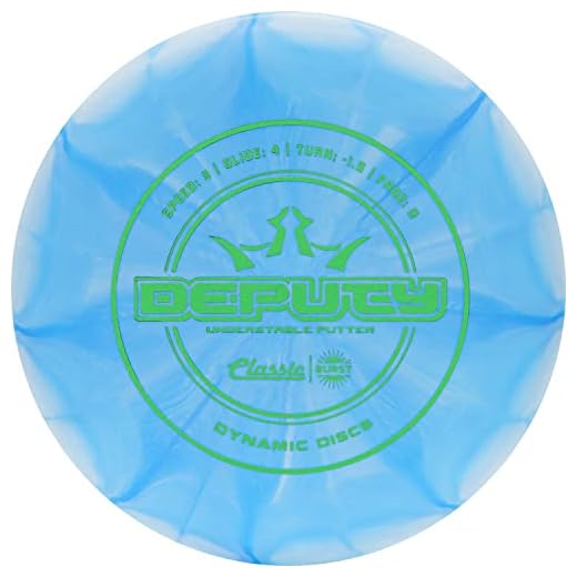 Dynamic Discs Classic Burst Deputy Disc Golf Putter | 170g Plus | Throwing Frisbee Golf Putter | Consistent Disc Golf Flight | Beadless and Shallow Disc Golf Putter | Stamp Color Will Vary (Blue)