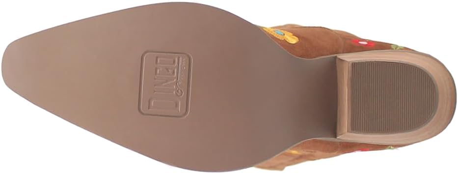 Dingo Womens Flower Power Embroidered Floral Snip Toe Pull On Casual Boots Over the Knee Mid Heel 2-3" - Green