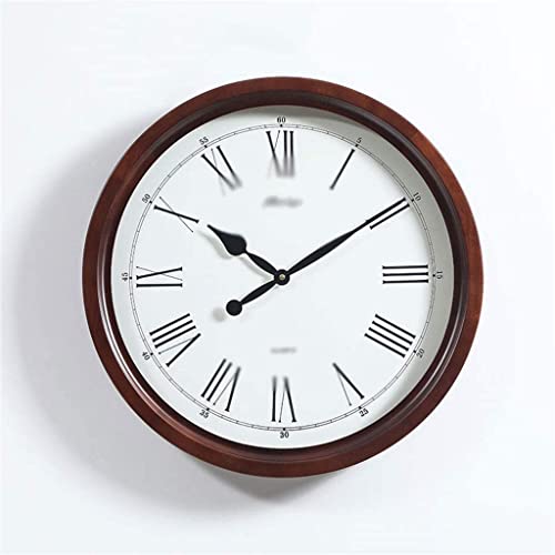 Horloge murale silencieuse ronde en bois vintage à grands chiffres