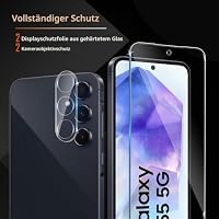 LiiLaa Schutzfolie für Samsung Galaxy A55 5G für Panzerglas, 2 Stück Gehärtete Glas Schutz Folie mit 2 Stück Kameraschutz, 9H displayschutz Ultra-klar Schutzglas – Ansicht 7